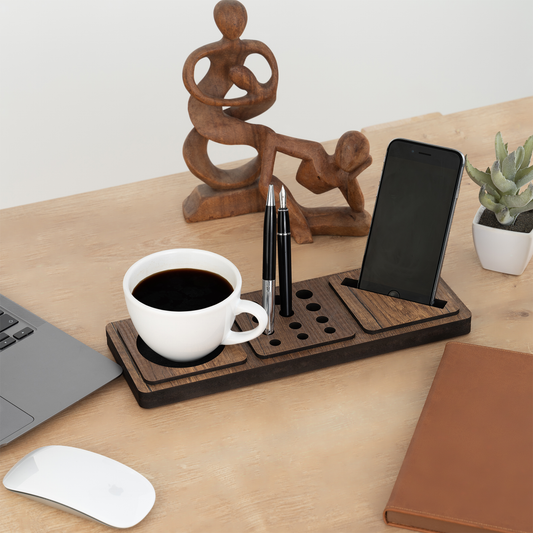 Wooden Desk Organiser with Three Square