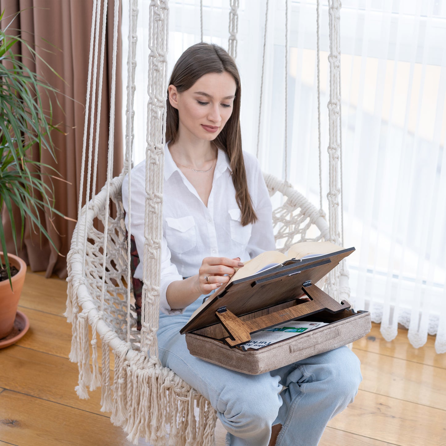 Adjustable Book Stand with Storage