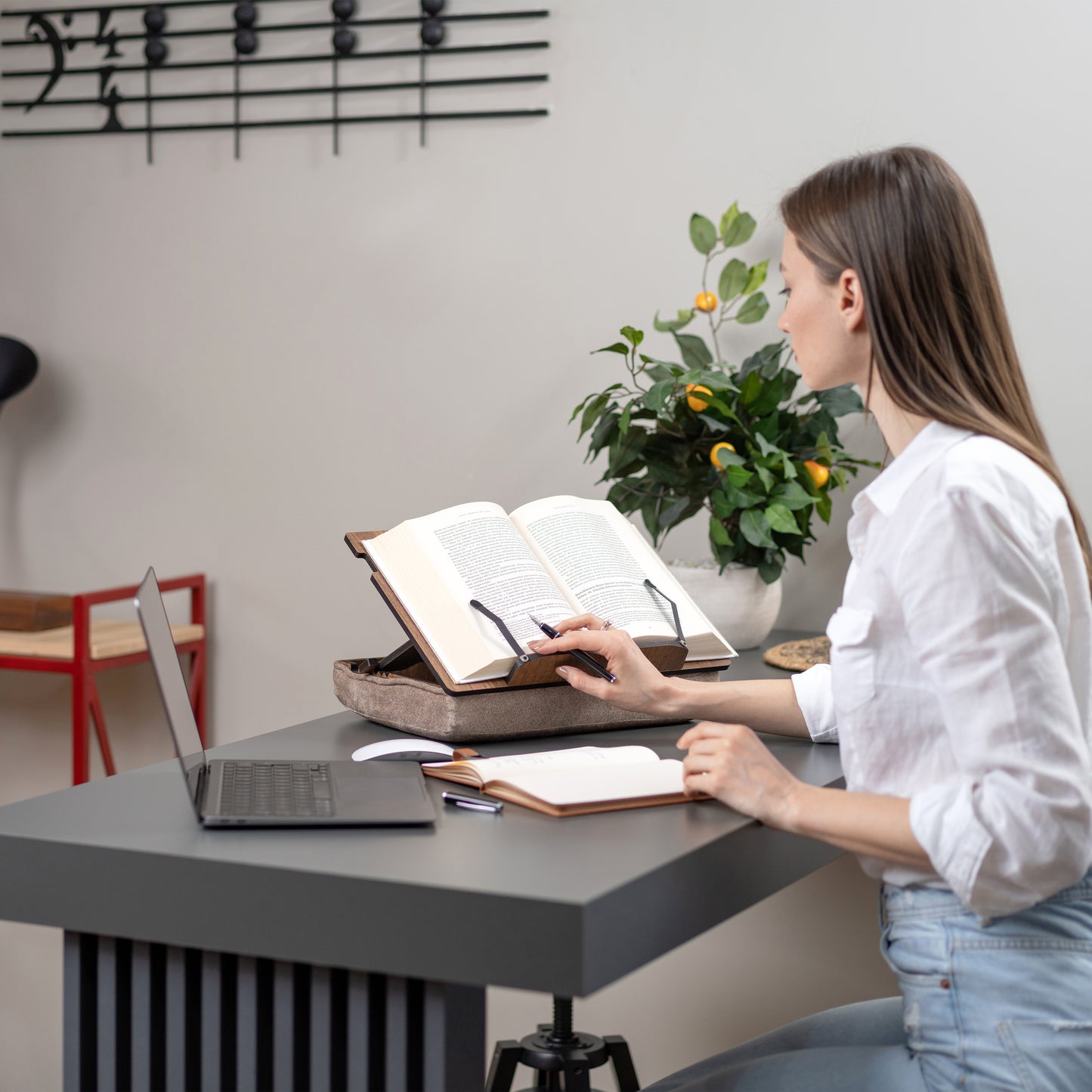 Adjustable Book Stand with Storage